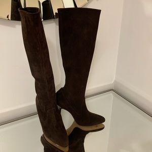 Manolo Blahnik Brown Suede Knee Boots